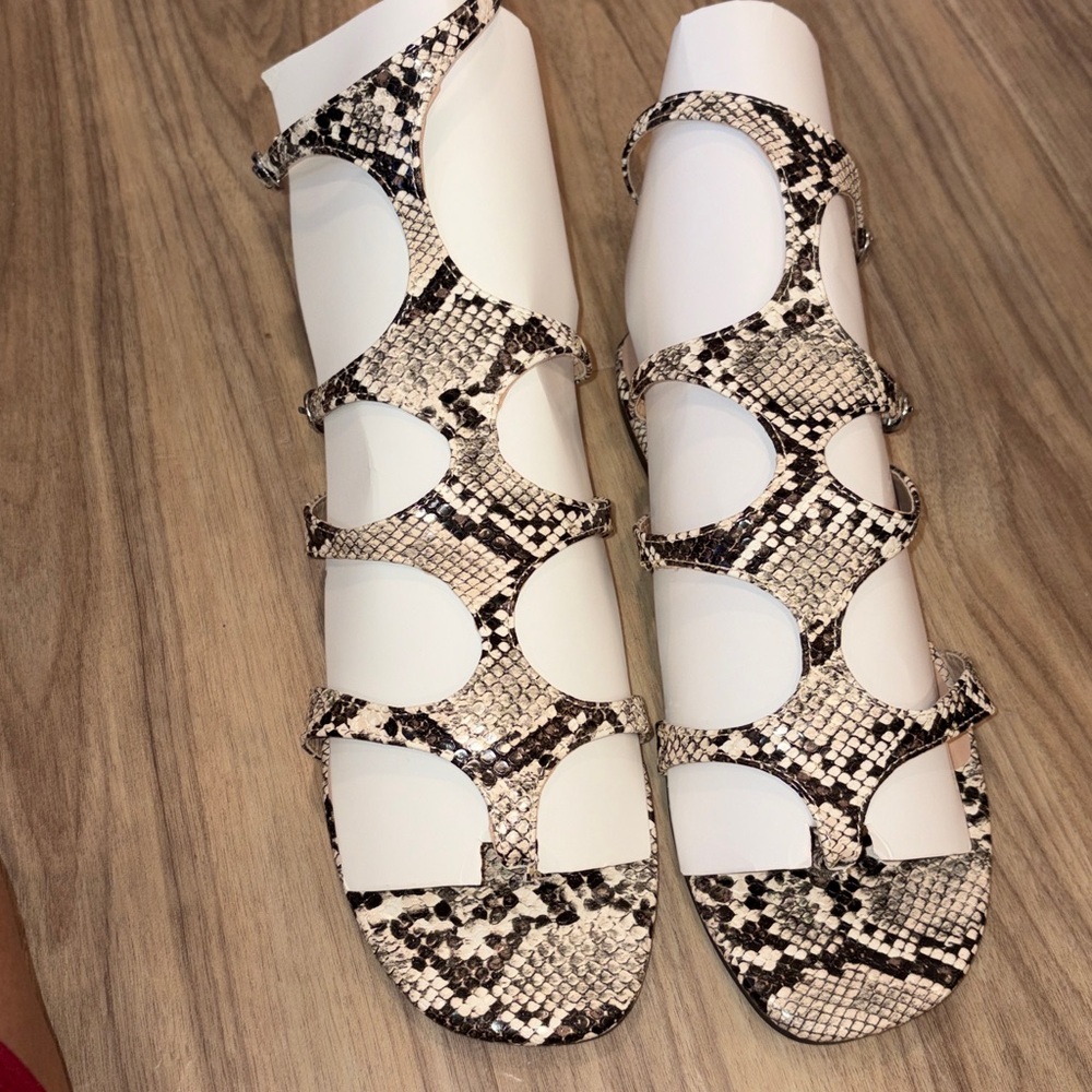 Snake Print Gladiator Sandals - Picture 5 of 7
